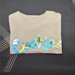 Gray Graphic Tee with Blue and Yellow Design